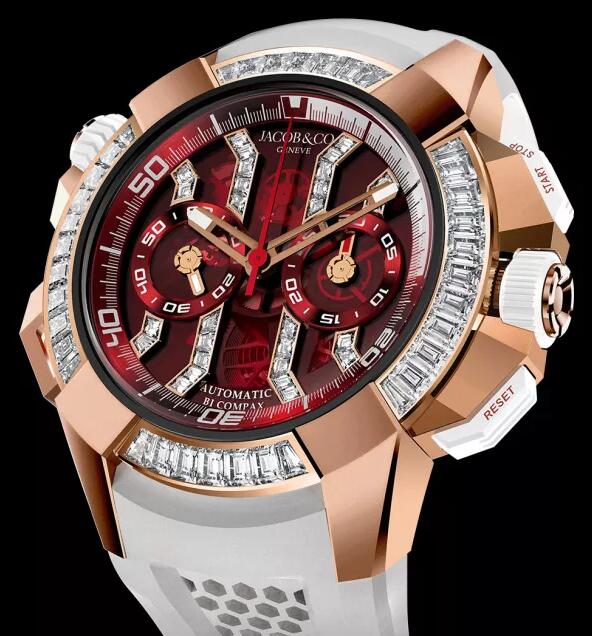Jacob & Co EC423.42.BD.BA.A EPIC X CHRONO BAGUETTE ROSE GOLD RED replica watch